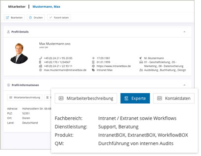 Extranet Software Module Mitarbeiter