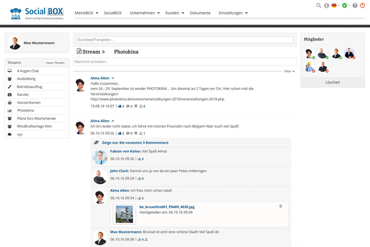 Erweiterungen für die ExtranetBOX Erweiterungen Extranet Software SocialBOX